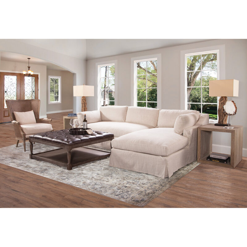 Dune Slipcovered Sectional RAF Chaise/LAF Loveseat in Floris Linen (Performance Fabric)