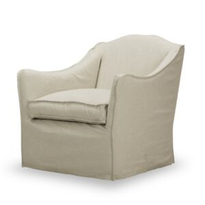 Keith Slipcovered Swivel Chair in Milar Natural