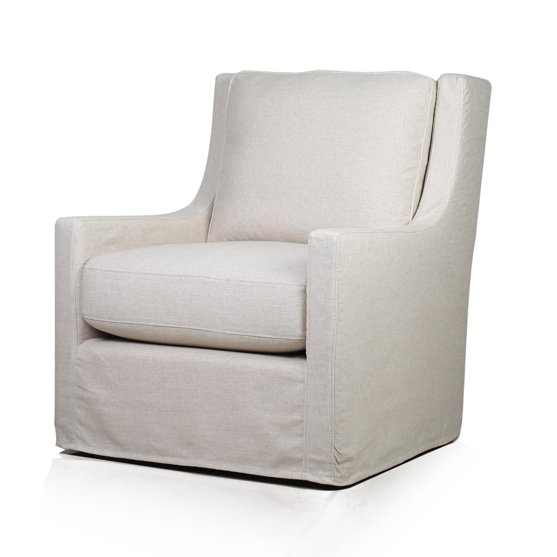 Myles Slipcovered Swivel Glider Chair in Windfield Natural - Spectra ...